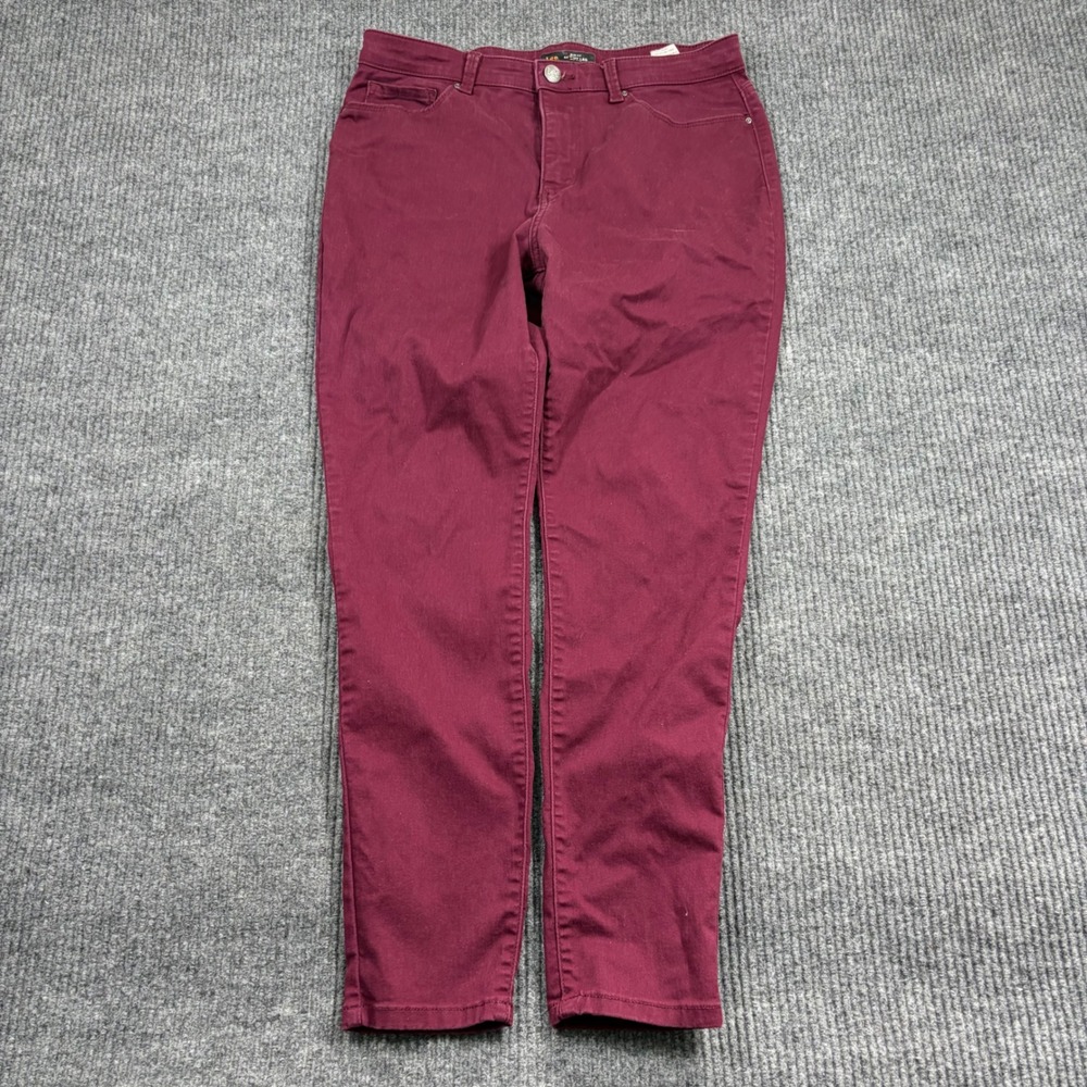 Lee Pants Womens 10 Sculpting Slim Fit Skinny Leg Mid Rise Burgundy 3519365